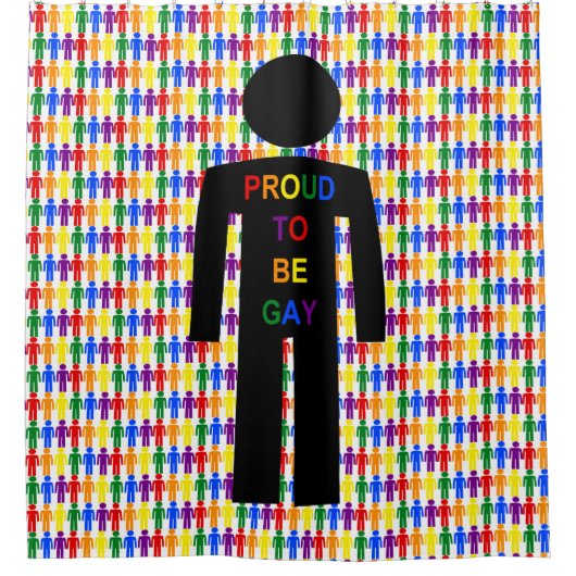 LGBTQ-Man Silhouette en RegenboogMannen Douchegordijn (Voorkant)