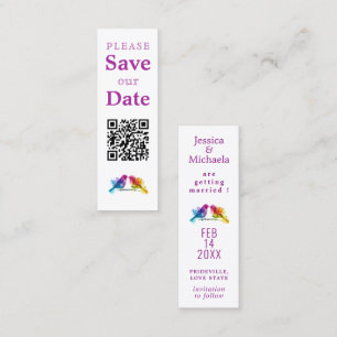 LGBTQ+ met QR-code Regenboog Liefdesvogels Contactkaartje