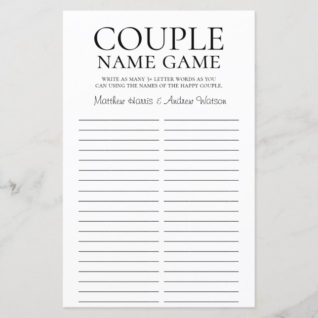LGBTQ — Paar Name Game Rustic (Voorkant)