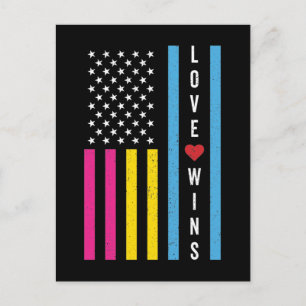 LGBTQ Pansexual Pride Love Wins USA American Flag Briefkaart