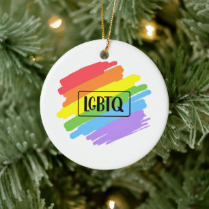 LGBTQ-penseelstreken regenboog Keramisch Ornament