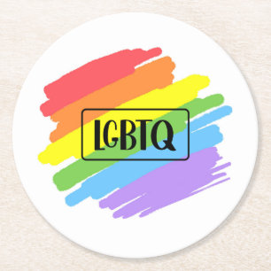 LGBTQ-penseelstreken regenboog Ronde Kartonnen Onderzetter