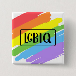 LGBTQ-penseelstreken regenboog Vierkante Button 5,1 Cm