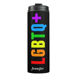 LGBTQ Plus Rainbow Gay Pride Acronym Monogram Thermosbeker
