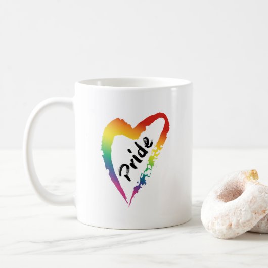 LGBTQ Pride Coffee Mok Rainbow Heart (Met donut)