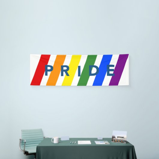LGBTQ PRIDE Diagonal Rainbow Stripes Banner (Beurs)