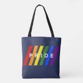 LGBTQ PRIDE Diagonal Rainbow Stripes op Navy Blue Draagtas (Achterkant)