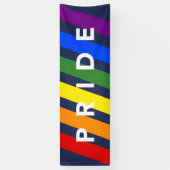 LGBTQ PRIDE Diagonal Rainbow Stripes op Navy Blue Spandoek (Verticaal)