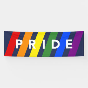 LGBTQ PRIDE Diagonal Rainbow Stripes op Navy Blue Spandoek