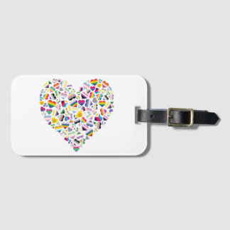 LGBTQ+ Pride Flag Hearts gecombineerd Bagagelabel
