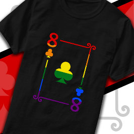 LGBTQ Pride Flag Speelkaarten Acht Kaart 8 Clubs T-shirt