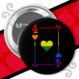 LGBTQ Pride Flag Speelkaarten Vier Kaart 4 Harten Ronde Button 5,7 Cm