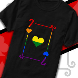 LGBTQ Pride Flag Speelkaarten Zeven Kaart 7 Harten T-shirt