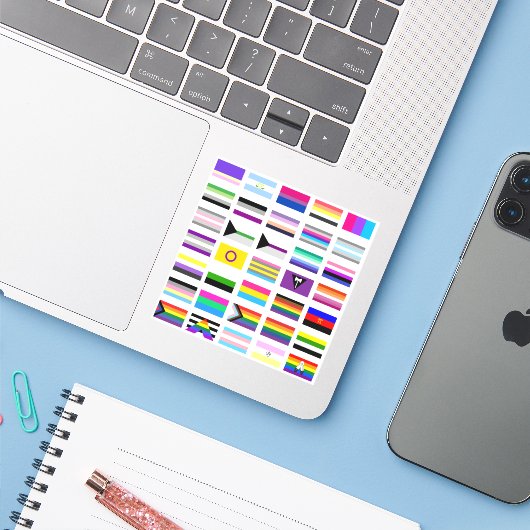 LGBTQ+ Pride Flags Sticker (Laptop met iPhone)
