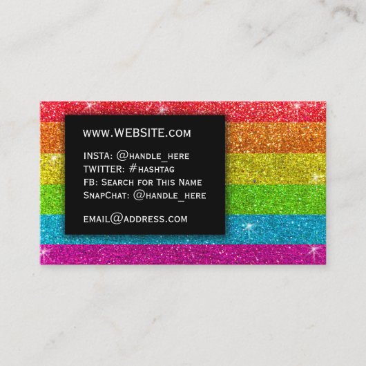 LGBTQ Pride Glitter Rainbow make-up Artiest Bling  Visitekaartje (Voorkant)