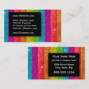 LGBTQ Pride Glitter Rainbow makeup Artiest Bling Visitekaartje