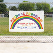LGBTQ Pride is Freedom Rainbow White Achtergrond Spandoek (Insitu)