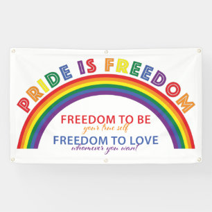 LGBTQ Pride is Freedom Rainbow White Achtergrond Spandoek