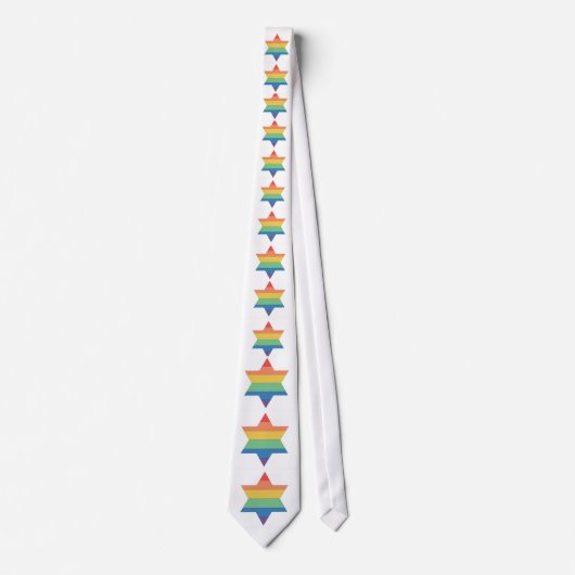 LGBTQ Pride Jewish Star Rainbow Stropdas (Voorkant)