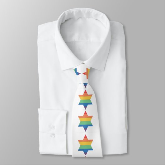 LGBTQ Pride Juive Star Rainbow Cravate (Attaché)