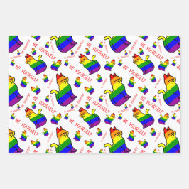 LGBTQ+ Pride Kat - Wees jezelf Inpakpapier Vel