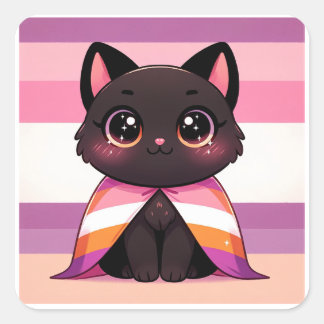 LGBTQ+ pride maand Lesbische vlag Lesbische kat LG Vierkante Sticker