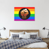 LGBTQ PRIDE (POC Fist Pride) Canvas Afdruk (Insitu (Slaapkamer))
