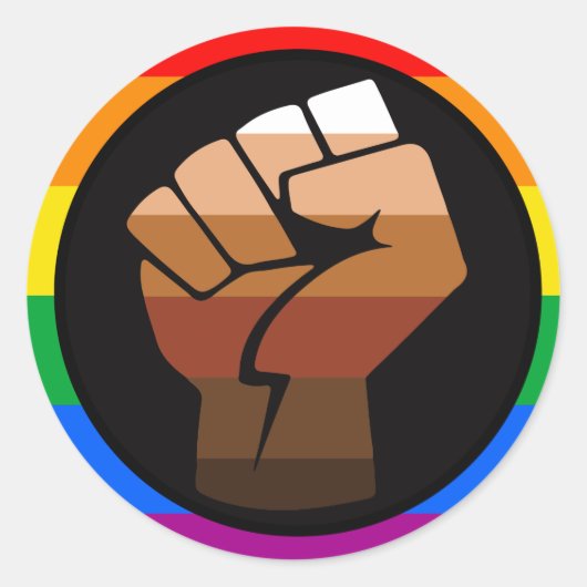 LGBTQ PRIDE (POC Fist Pride) Ronde Sticker (Voorkant)
