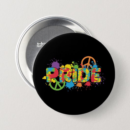 LGBTQ - Pride - Rainbow Colours Paint Splashes Ronde Button 7,6 Cm (Voorkant /achterkant)