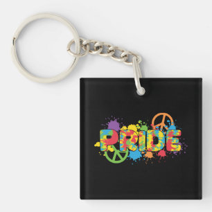 LGBTQ - Pride - Rainbow Colours Paint Splashes Sleutelhanger