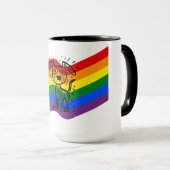 LGBTQ+ Pride Rainbow Flag met Schattigee Mok (Voorkant rechts)