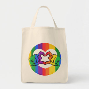 LGBTQ Pride Rainbow Heart Handen Tote Bag