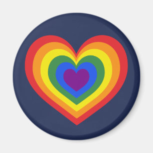 LGBTQ Pride Rainbow Heart op Navy Blue Magneet