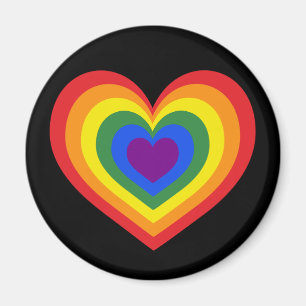 LGBTQ Pride Rainbow Heart op zwart Magneet