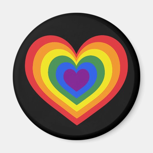 LGBTQ Pride Rainbow Heart op zwart Magneet (Voorkant)