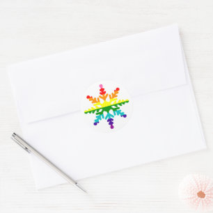 LGBTQ Pride Rainbow-kleuren voor kerstsnowflake Ronde Sticker
