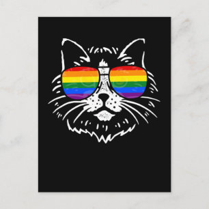LGBTQ Pride Rainbow kleurrijke zonnebril Cat Lover Briefkaart