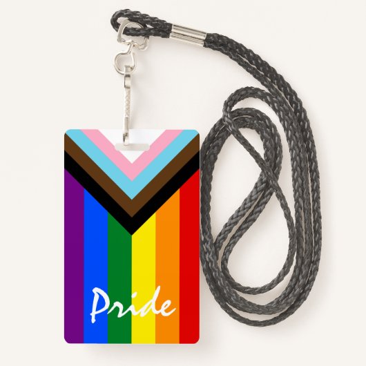 LGBTQ & Pride - Rainbow Progress Flag Badge (Achterkant met draagriem)