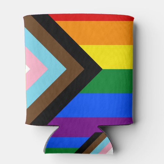 LGBTQ & Pride - Rainbow Progress Flag Blikjeskoeler (Achterkant)