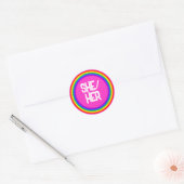 LGBTQ Pride Rainbow Pronouns Ze Haar Ronde Sticker (Envelop)