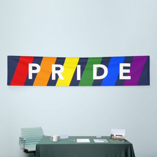 LGBTQ PRIDE Rainbow Stripes op Navy Blue Spandoek (Beurs)