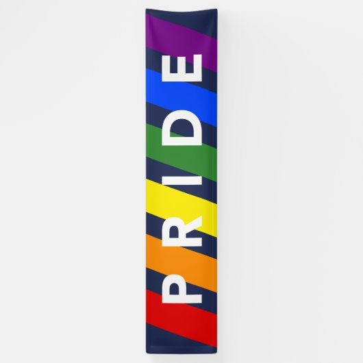LGBTQ PRIDE Rainbow Stripes op Navy Blue Spandoek (Verticaal)