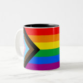 LGBTQ+ Progrès Fierté Drapeau Café Mug (Devant gauche)