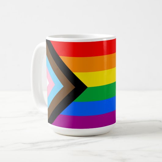 LGBTQ+ Progrès Fierté Drapeau Café Mug (Devant gauche)