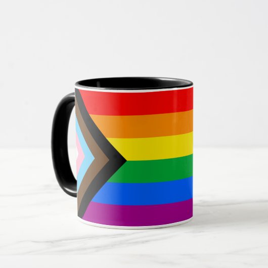 LGBTQ+ Progrès Fierté Drapeau Café Mug (Devant gauche)
