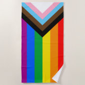 LGBTQ+ Progrès Fierté Drapeau Serviette de plage (Devant)
