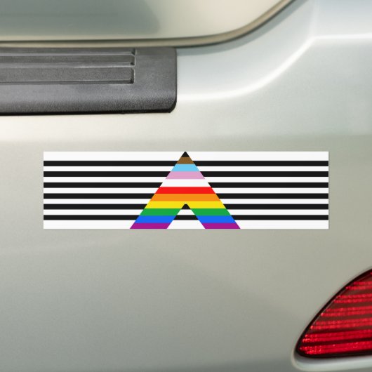 LGBTQ Progress Ally Pride Flag Bumpersticker (Op auto)