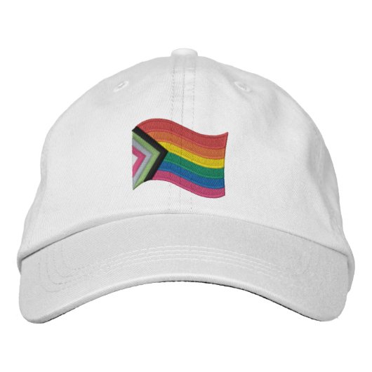 LGBTQ+ Progress Pride Flag Bembroided Baseball Ca Geborduurde Pet (Voorkant)