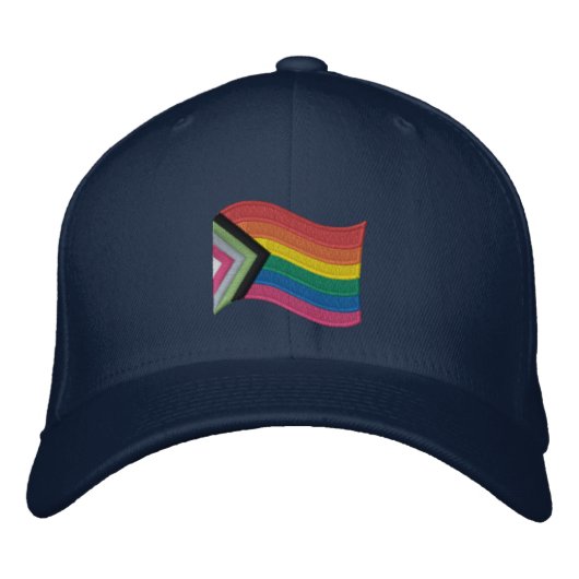 LGBTQ+ Progress Pride Flag Bembroided Baseball Ca Geborduurde Pet (Voorkant)
