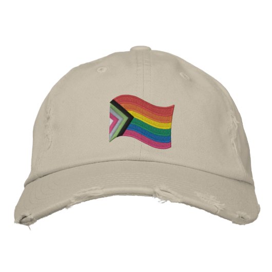 LGBTQ+ Progress Pride Flag Bembroided Baseball Ca Geborduurde Pet (Voorkant)